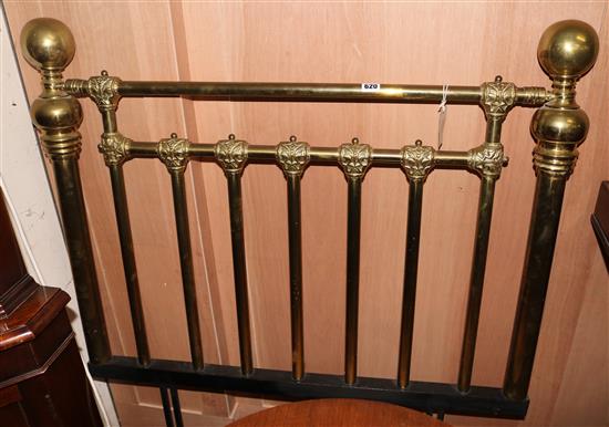 A late Victorian brass bed head, W.103cm